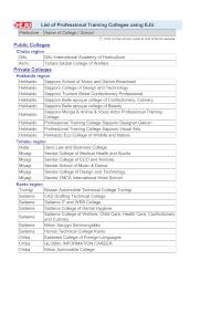 List of Professional Training Colleges using EJU (as of April 2026)