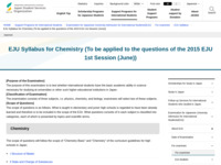 EJU Syllabus for Chemistry (To be applied to the questions of the 2015 EJU 1st Session (June)) | JASSO