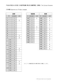 2016 EJU 第2回：正解表