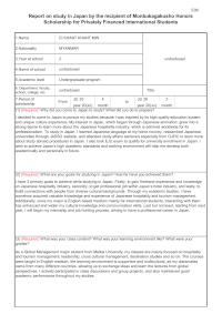 Reports on study in Japan by the recipients of Monbukagakusho Honors Scholarship for Privately Financed International Students (Undergraduate school/ junior college)