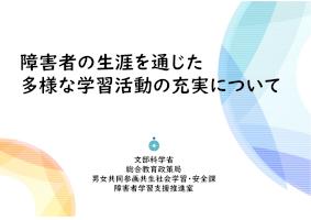 障害者の生涯を通じた 多様な学習活動の充実について