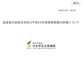返還金の回収状況及び平成29年度業務実績の評価について