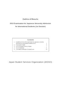 Outline of Results 2015 EJU (1st Session)