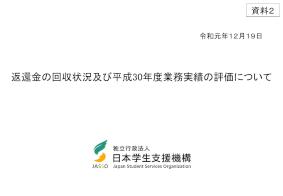 返還金の回収状況及び平成３０年度業務実績の評価について