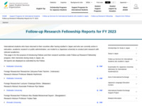 Follow-up Research Fellowship Reports for FY 2023 | JASSO