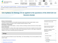 EJU Syllabus for Biology (To be applied to the questions of the 2015 EJU 1st Session (June)) | JASSO