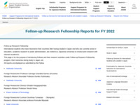 Follow-up Research Fellowship Reports for FY 2022 | JASSO
