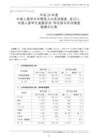 平成29年度外国人留学生年間受入れ状況調査、並びに、外国人留学生進路状況・学位授与状況調査結果の公表