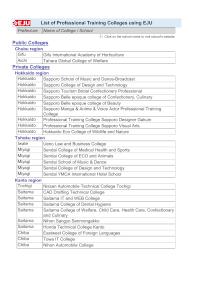List of Professional Training Colleges using EJU (as of March 2025)