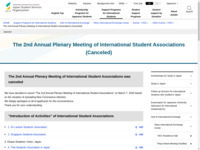 The 2nd Annual Plenary Meeting of International Student Associations (Canceled) | JASSO