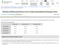 Revision of Rent and Entrance Fee at Tokyo International Exchange Center | JASSO
