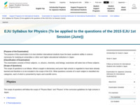 EJU Syllabus for Physics (To be applied to the questions of the 2015 EJU 1st Session (June)) | JASSO