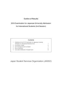 Outline of Results 2018 EJU (2nd Session)