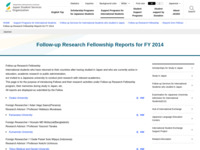 Follow-up Research Fellowship Reports for FY 2014 | JASSO