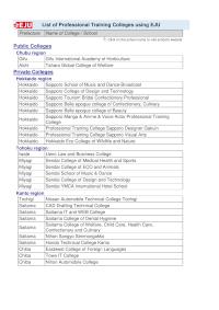 List of Professional Training Colleges using EJU (as of September 2025)